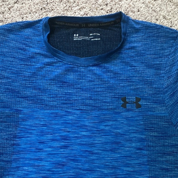 Mens Under Armour UA Long Sleeve Heatgear top size small Blue - Picture 3 of 4
